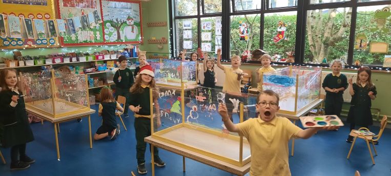 Senior Infants (Mrs. O’Connor’s) Class painting their Christmas scenes